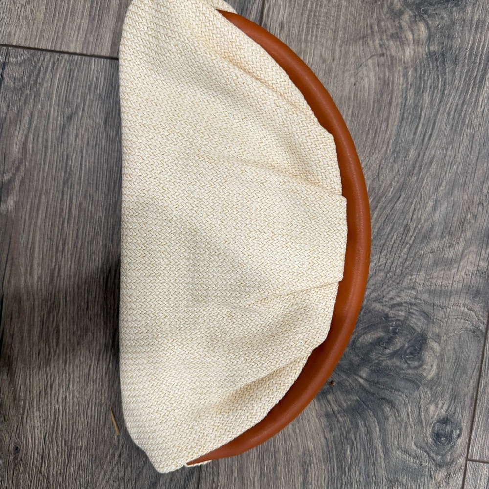 Cream and Tan Woven Clutch